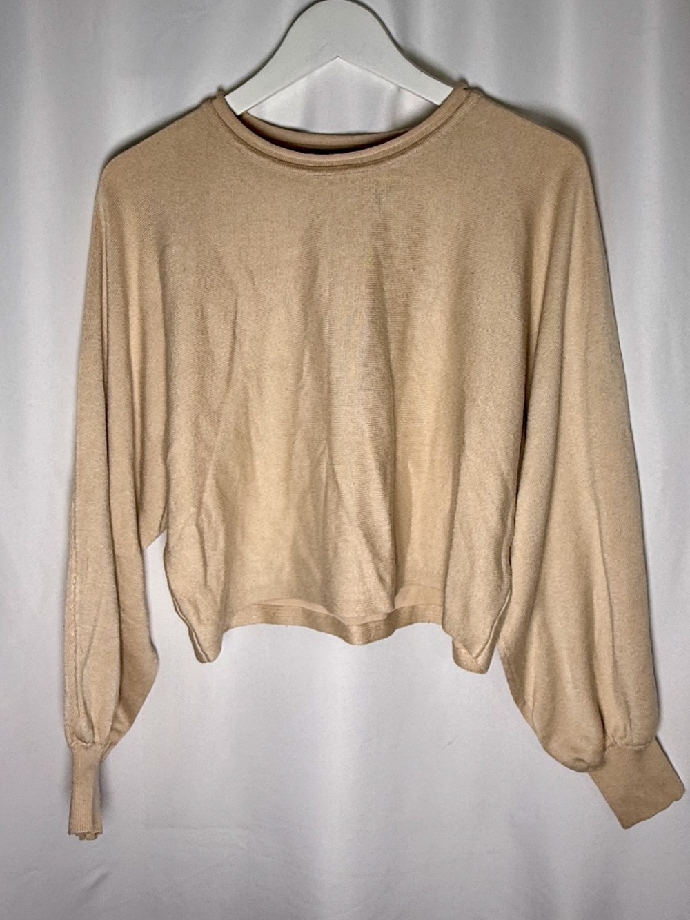 ZESICA Women’s Beige Batwing Sleeve Lightweight Sweater Top L